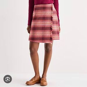 St. John's Bay Asymmetrical Plaid Skirt - Red and Pink